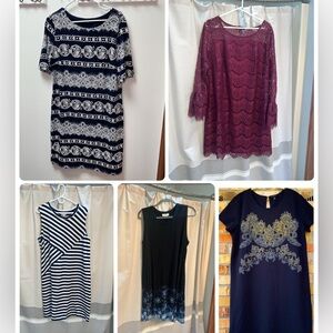5 Dress Bundle size XL-Liz Claiborne, Worthington, R&K, Roz & Ali, Style&Co